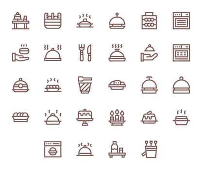 Tray Icon Set with 28 Bold Line 64x64 Editable Graphics vector