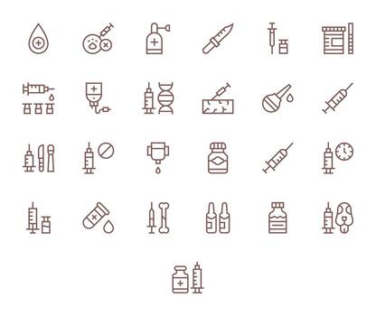 25 Regular Line Pixel Aligned Vectors for Injection Theme