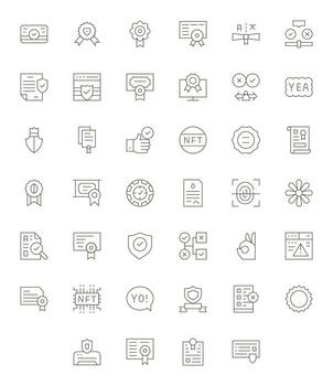40 Detail Enhanced 64x64 Icons for Validation in elegant Thin Line design vector