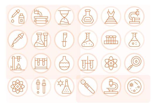 24 Delgado línea píxel optimizado retina Listo íconos desde investigación laboratorio suite vector