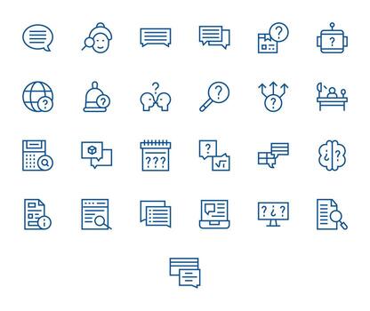 25 Regular Line Pixel Optimized Icons for Query Graphics vector
