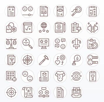Assessment Visual Pack containing 35 Regular Line Editable Icons vector
