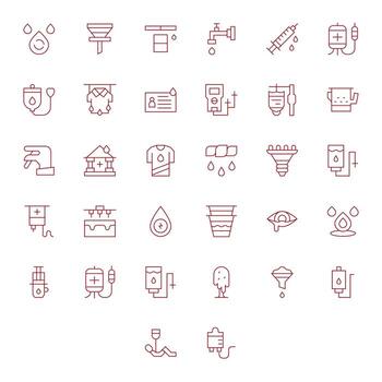 32 Icons for Drip featuring Retina Ready Editable Thin Line Graphics vector