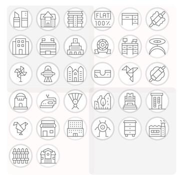 32 Display Perfect Retina Ready Icons for Flat in elegant Thin Line design vector