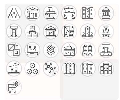 25 Regular Line Grid Fitted Designs for Structure High Resolution Icons vector