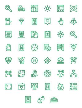 45 negrita línea cuadrícula equipado íconos hecho a mano para selección alto resolución aplicaciones vector