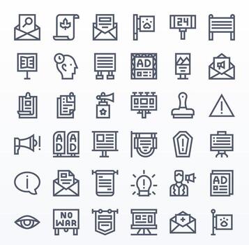 36 128x128 Pixel Optimized Icons for Notice in Bold Line Theme vector
