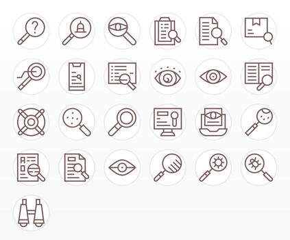 examinar icono repositorio conteniendo 25 regular línea retina Listo píxel Perfecto gráficos vector