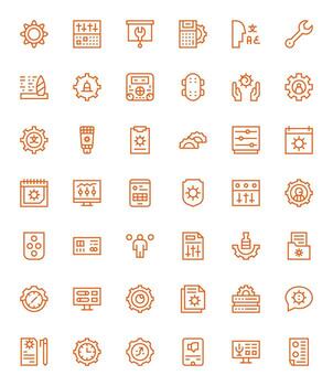 Settings Professional Set with 42 Regular Line Display Perfect 64x64 Icons vector