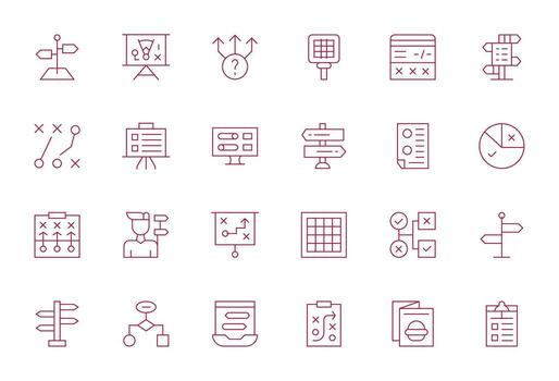 Choices Retina Ready Icon Pack with 24 Thin Line Pixel Optimized Elements vector