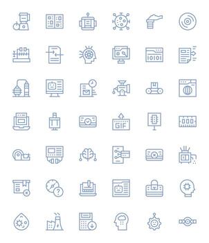 Processing Icon Toolkit featuring 42 Editable High Resolution Regular Line elements vector