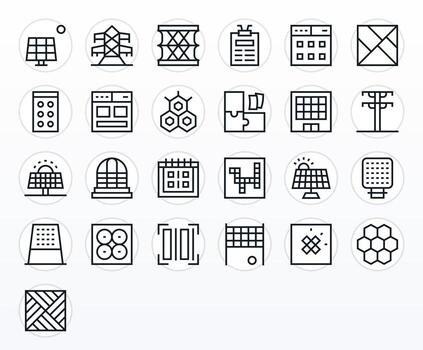 25 regular línea cuadrícula equipado 256x256 íconos desde cuadrícula suite vector