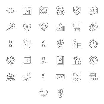 Value Scalable Set featuring 32 Editable Thin Line 256x256 Icons vector