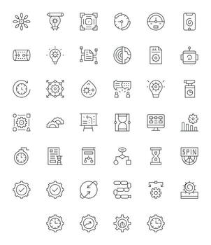 proceso icono caja de herramientas presentando 40 detalle mejorado retina Listo Delgado línea elementos vector