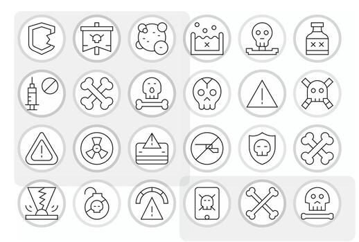 Unsafe including 24 High Resolution Thin Line Illustrations vector