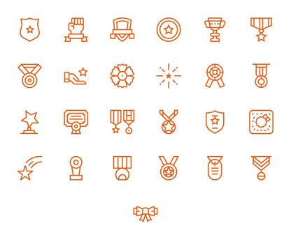 25 Regular Line Editable 128x128 Icons from Commendation Suite vector
