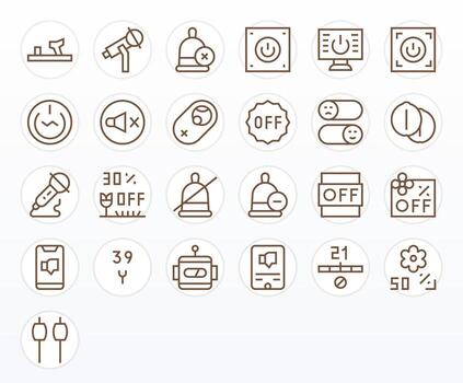 25 Regular Line Icons from Off in 256x256 PIXEL Perfect Quality vector
