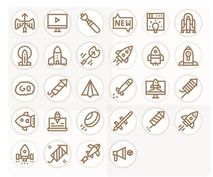 28 256x256 negrita línea píxel optimizado íconos para lanzamiento proyectos vector