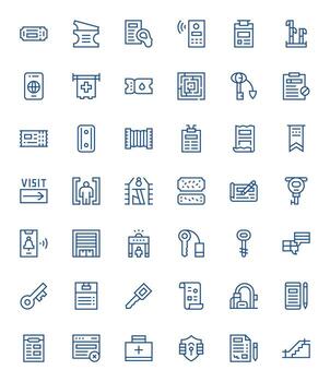 42 Grid Fitted Regular Line Icons designed for Entry Interface vector