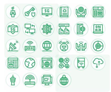 28 High Resolution Bold Line Icons for Internet with Display Perfect precision vector