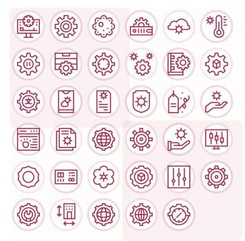 Parameters Icon Collection featuring 35 Display Perfect 256x256 Regular Line Designs vector