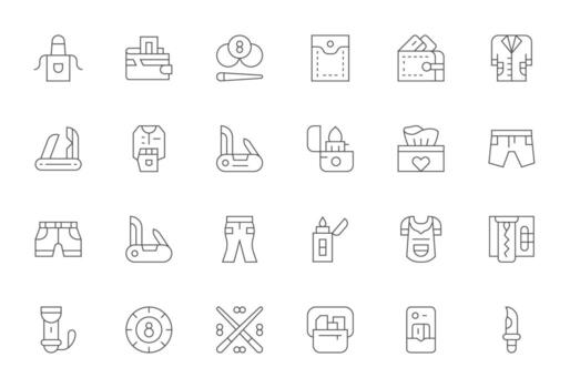 24 256x256 Icons for Pocket in Pixel Aligned Thin Line Format vector