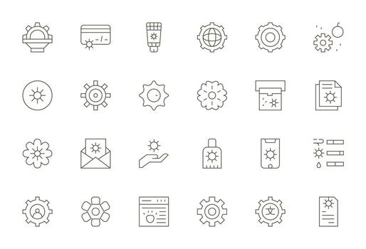 24 Delgado línea detalle mejorado íconos para configurar gráficos vector
