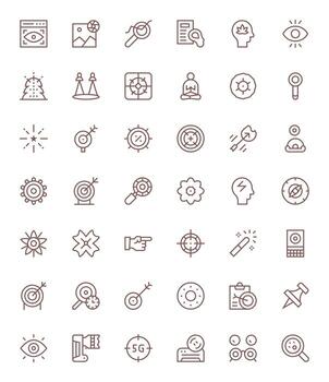 Focus Pixel Optimized Set with 42 128x128 Regular Line Icons vector