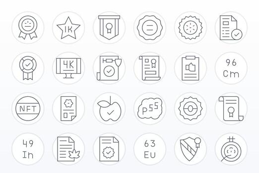 24 Thin Line Grid Fitted Designs for Standard High Resolution Icons vector