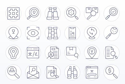 buscar exhaustivo haz con 24 monitor Perfecto Delgado línea 256x256 íconos vector