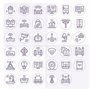 Wifi presentando 35 alto resolución íconos en regular línea diseño vector