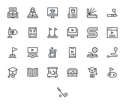 regular línea píxel optimizado íconos desde curso conjunto con 25 retina Listo íconos vector