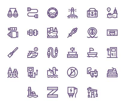 28 Icons for Port optimized in PIXEL Perfect 256x256 Bold Line resolution vector