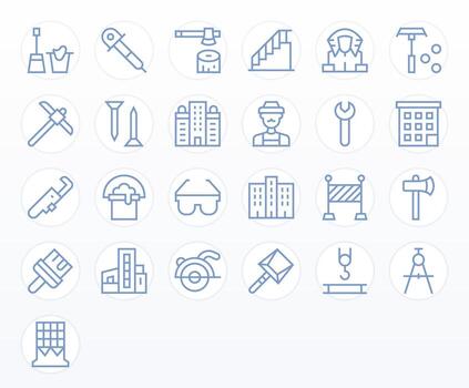 Regular Line Display Perfect Icons from Construction Set with 25 High Resolution Icons vector