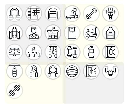Gym Icon Repository containing 25 Regular Line 128x128 Display Perfect graphics vector