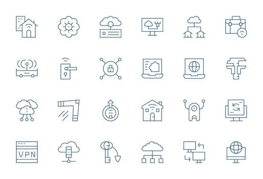 24 Thin Line Display Perfect Designs for Remote Access High Resolution Icons vector