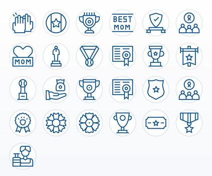 25 Icons inspired by Recognition in PIXEL Perfect 128x128 Regular Line quality vector