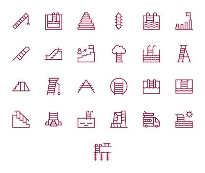 Ladder Premium Bundle with 25 256x256 Pixel Aligned Regular Line Icons vector