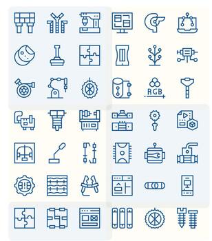 Component Scalable Set featuring 42 Grid Fitted Regular Line High Resolution Icons vector