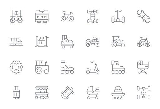 Wheels Icon Repository containing 24 Thin Line 128x128 Pixel Optimized graphics vector