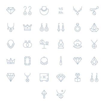 32 High Resolution Icons for Jewelry in Display Perfect Thin Line Format vector
