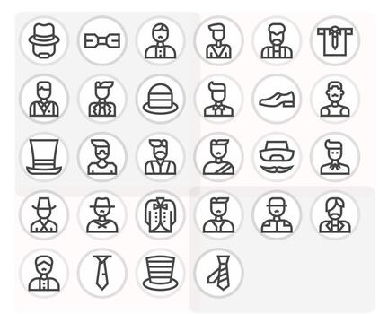 Gentleman Icon Toolkit featuring 28 Pixel Optimized 256x256 Bold Line elements vector