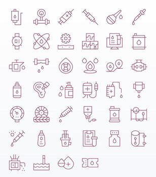 Fluid Icon Toolkit featuring 40 Pixel Aligned 64x64 Thin Line elements vector