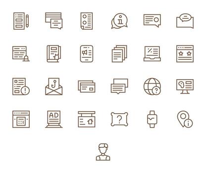 25 Regular Line Pixel Optimized Vectors for Info Theme