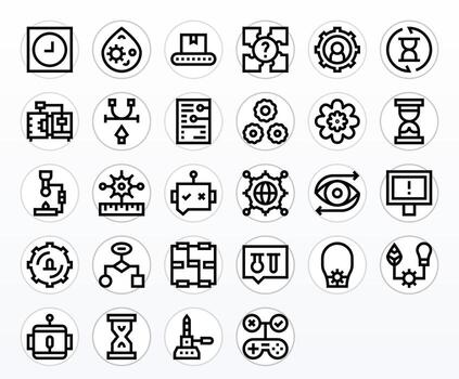 Process Icon Repository containing 28 Bold Line Retina Ready Pixel Aligned graphics vector