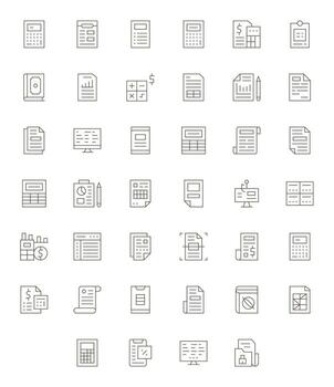 40 Thin Line PIXEL Perfect High Resolution Icons from Spreadsheet Suite vector