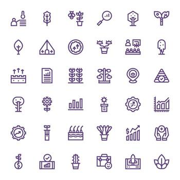 36 High Resolution Bold Line Icons for Growth with Pixel Optimized precision vector