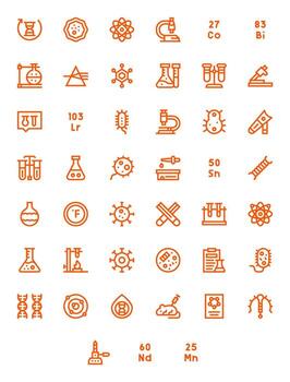 Scientific Icon Set with 45 Bold Line High Resolution Grid Fitted Graphics vector