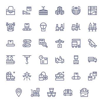 Logistics Icon Repository containing 35 Regular Line 256x256 PIXEL Perfect graphics vector