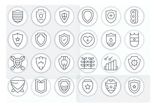 24 Icons for Robust featuring 64x64 Grid Fitted Thin Line Graphics vector